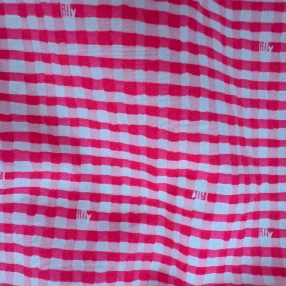 Lilly Pulitzer Lowe Dress Fiesta Pink Pretty Gingham Strapless Peplum Size 0 - Picture 3 of 6
